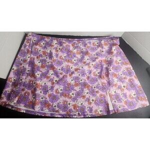 Womens Side Slit Purple Swim Cover Up Skirt Wild Fable Floral Print Size XL (16)
